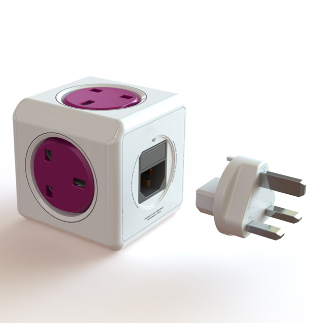 Convenient Cube 4 Outlets UK Plug Wall Socket with 2 USB Ports