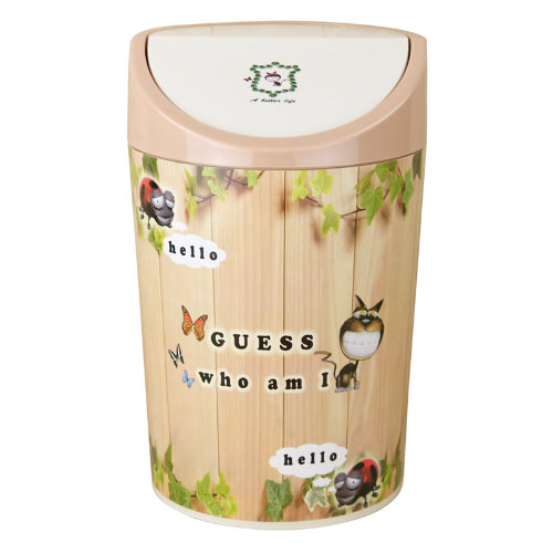 Fashion Flip-on Cartoon Printed Plastic Dust Bin (FF-5271-1)