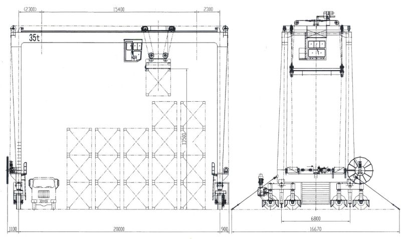 Container Gantry Crane-Rubber Tyre Gantry Crane for Container Lifting