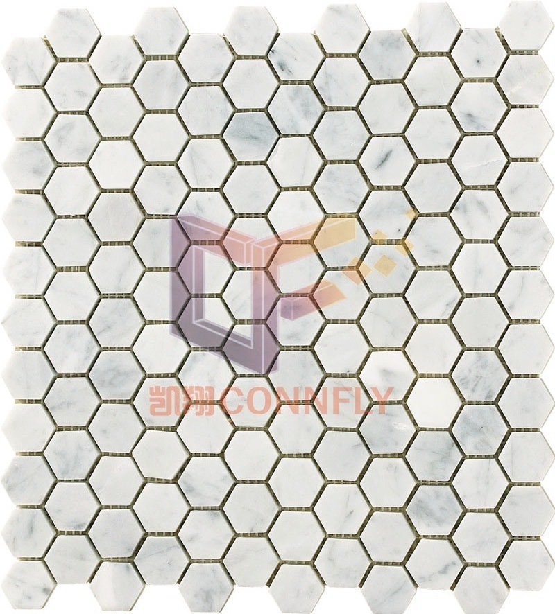 Gery Wooden Marble Hexagon Stone Mosaic (CFS1119)