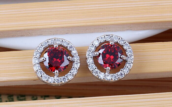 CZ Diamond Jewelry AAA Zircon Round Boucle Earrings