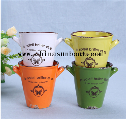 Enamel Decoration Small Lovely Flowerpot