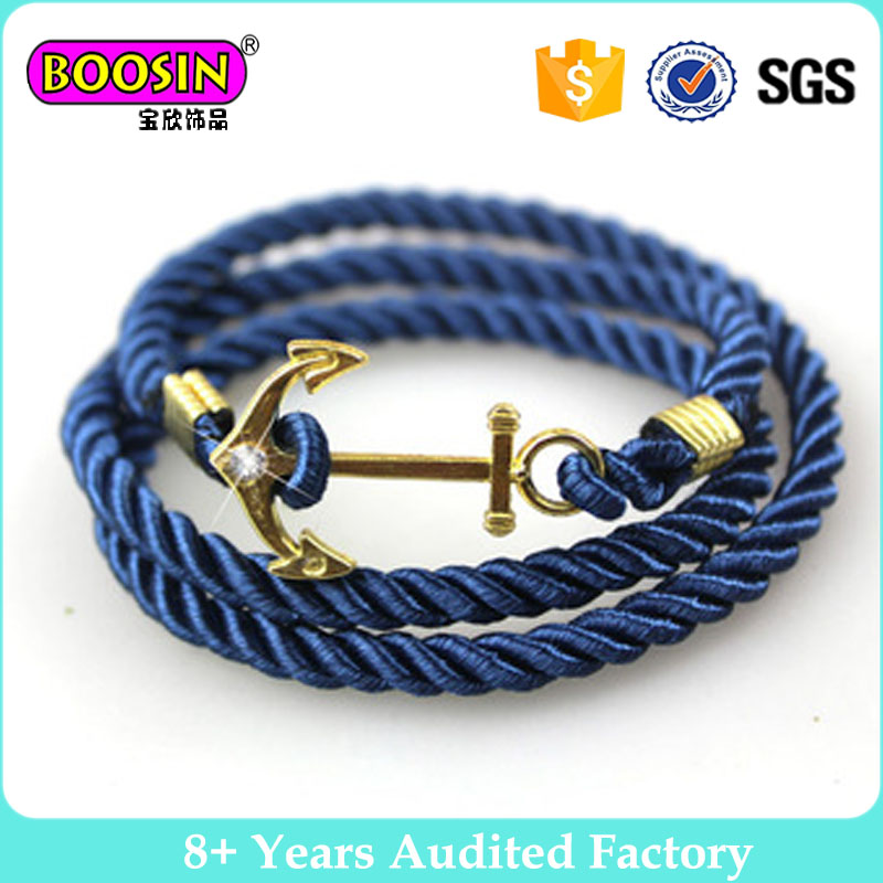 Silver Plated Anchor Layer Wrap Rope Anchor Bracelet #B103