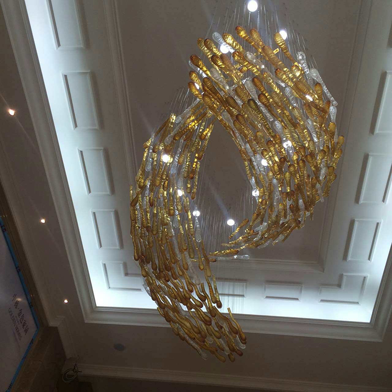 Fashion New Design Fish Clourful Glass pendant Lamp with Hotel