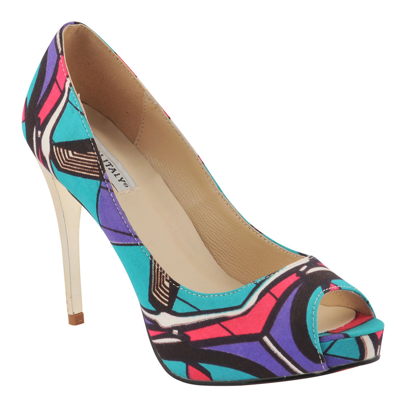 New Sales African Printed Fabric High Heel Ladies Dress Shoes (HCY02-1396-2)