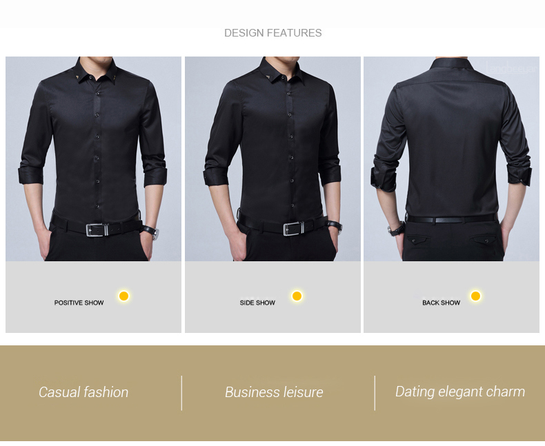 Men Fashion Long Sleeve Shirts New High Quality Shirt Casual Slim Fit Shirt