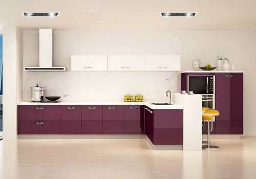 L Shape MDF Lacquer Kitchen Cabinets (POLE3946)