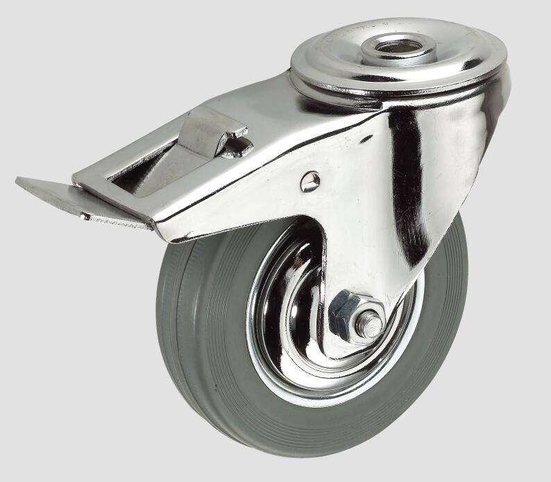 4.8inch Gray Rubber Industrial Caster with Brake