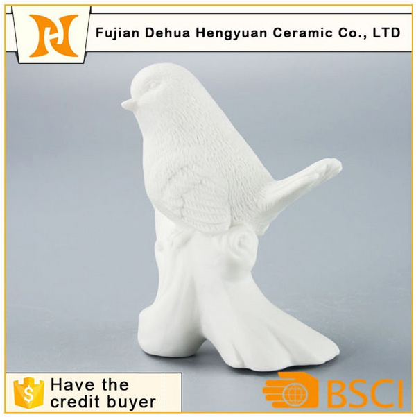 Decorative Glazed White Ceramic Bird Craft