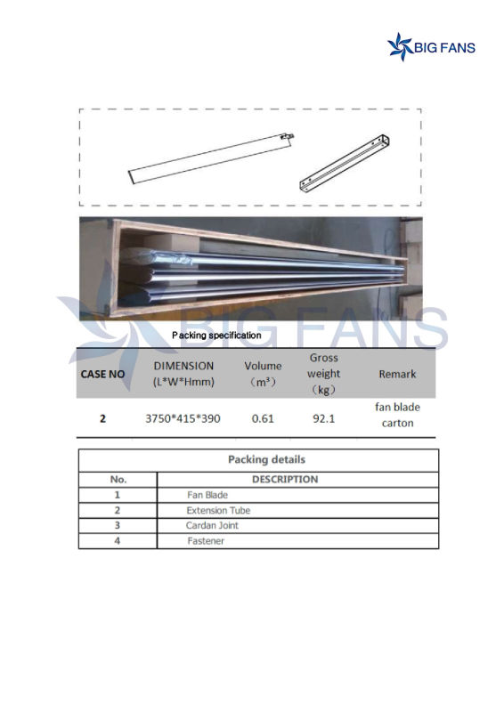 Hvls Electric Powered Industrial Ceiling Fan 7.4m (24.3FT)