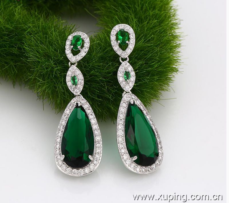 29910 Fashion Elegant Heart CZ Diamond Rhodium -Plated Imitation Jewelry Earring Drop