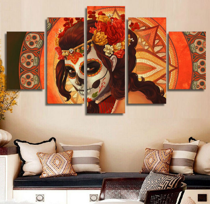 HD Printed Day of The Dead Face Group Painting Room Decor Print Poster Picture Canvas Home Decoration Wall Art F-979