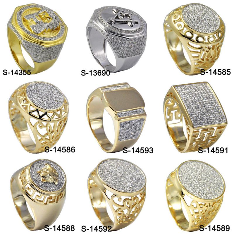 Hot-Selling 925 Silver Two Tone Micro Pave CZ Men's Ring. (S-14590)