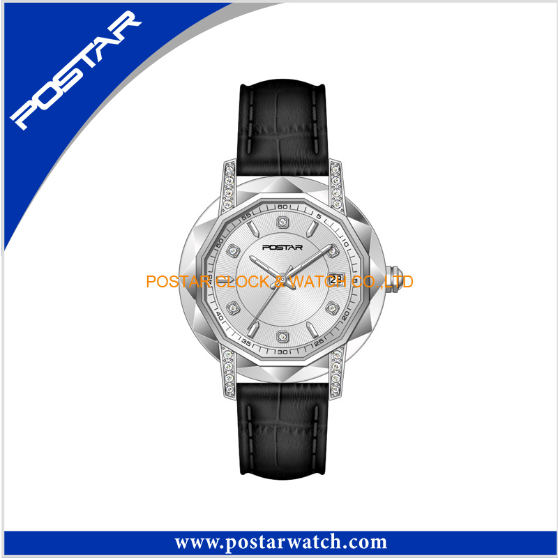 Polygon Shape Fashion Diamond Plated Watch Lady Quartz Watch