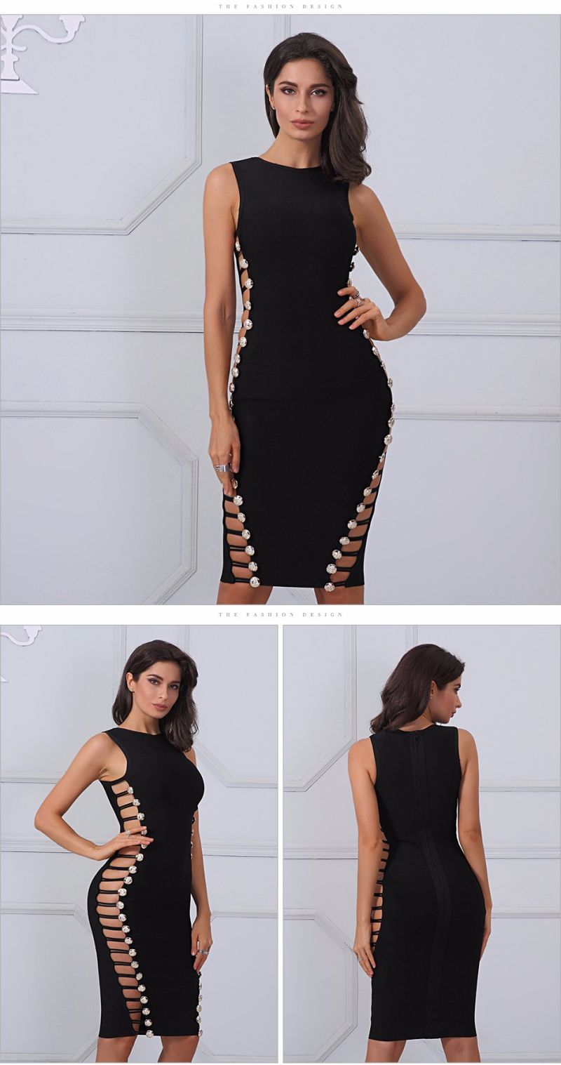 Sleeveless Dress Ladies Dress Round Neck Bandage Dress