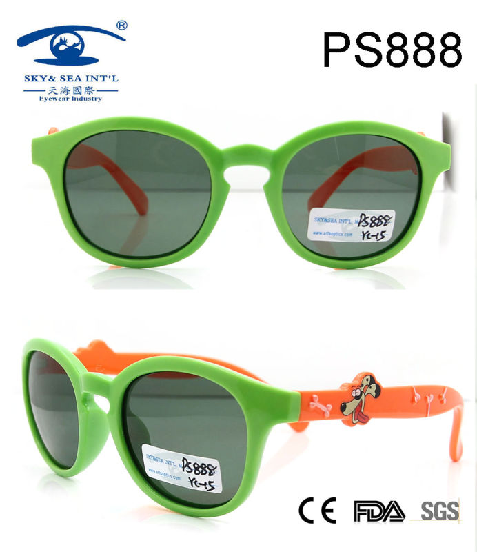 Customer Design Plastic Sunglasses, 2015 Fashion Round Shape Kids Roubber Sunglasses (PS888)