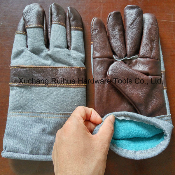 Winter Warm Labor Gloves, Winter Warm Working Glove, Winter Work Glove, Leather Winter Working Glove, Cow Grain Leather Fleecy Lined Winter Warm Working Glove