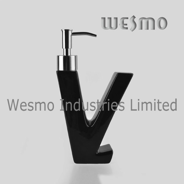 V-Shape Black Porcelain Soap Dispenser (WBC0466B)