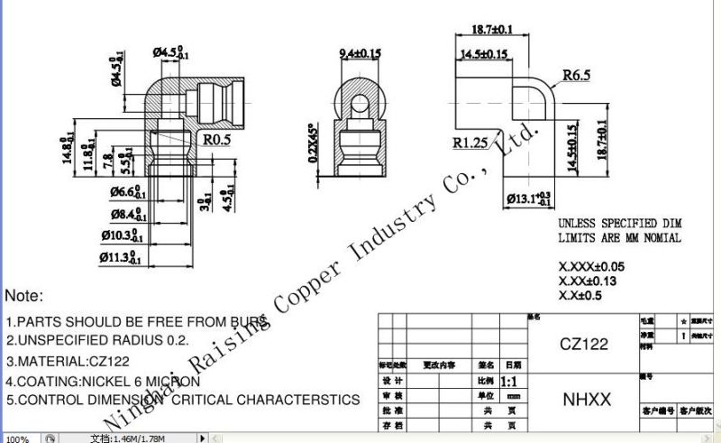 Nickle Plating Brass Fitting