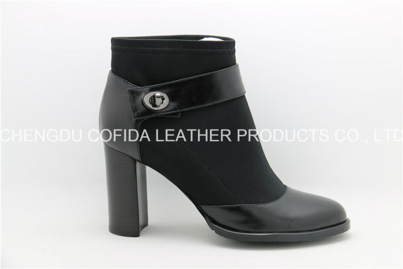 Latest Comfort Fashion High Heels Lady Leather Ankle Boots