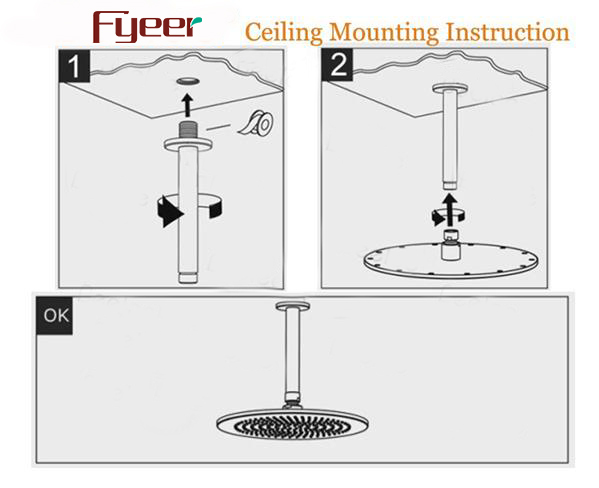 Fyeer Nickle Brushed Lighted Shower Head with Temperature Sensor