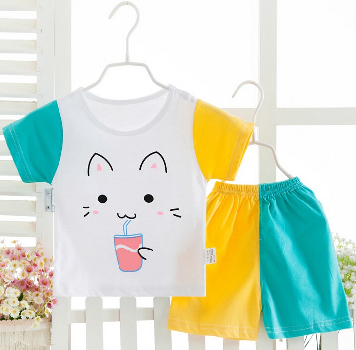 Short Sleeve Summer Cotton Underwear Suit for Girl