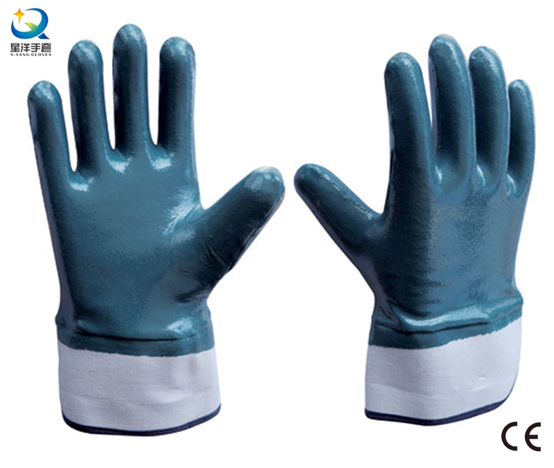 Twice Dipped Oil Proof Nitrile Gloves Safety Work Glove (N6001)