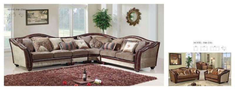 3 PCS Sofa, Loveseat & Chair in Leather & Chenille for Living Room Furniture