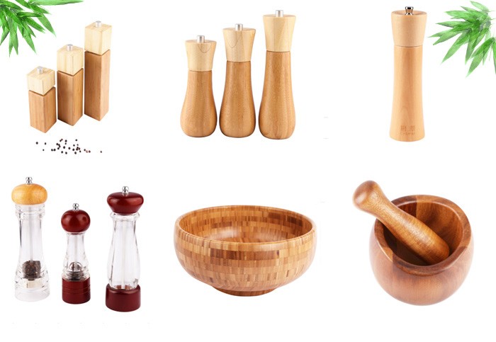 Bamboo Wooden New Design Kitchen Accessories Spice Jar Setssalt & Pepper Shaker