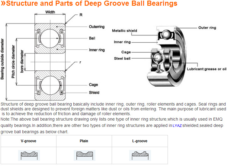 Furniture Ball Bearings, Deep Groove Ball Bearing 6205 Open, 6205 Z, 6205zz, 6205-2rz, 6205-2RS, with High Quality