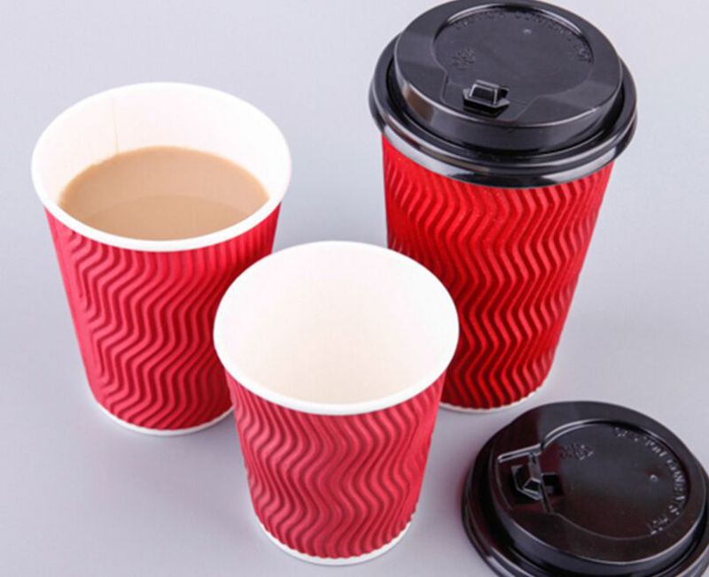 Disposable Hot Drinking Custom Logo Ripple Wall Paper Coffee Cup