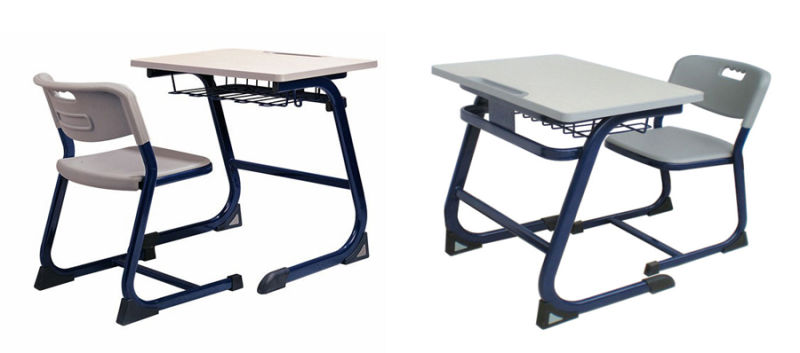 Furniture Plastic Students Single Desk and Chair with Open Front Metal Book Box