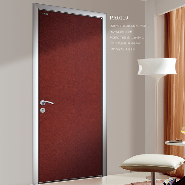 Aluminum Alloy Frame Bedroom Wooden Door