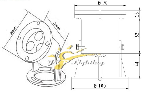 9W Multi-Colored LED Underwater Spotlight with Bracket (JP90036)