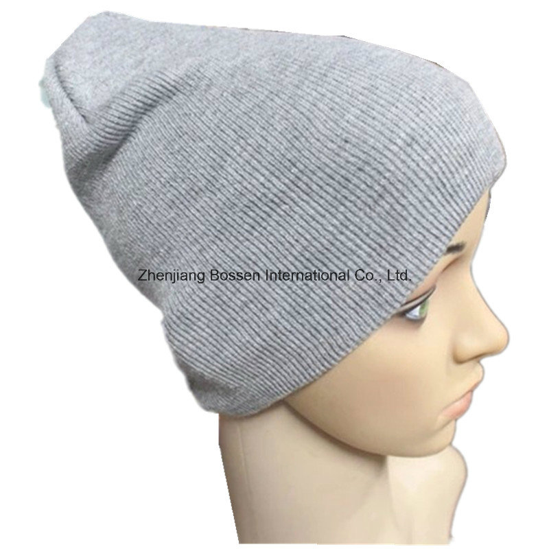 Customized Logo Gray Snowboard Acrylic Warm Knitted Long Beanie Hat