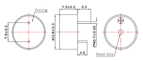 80dB 10mA 4500Hz 12V 24V DC Piezo Buzzer