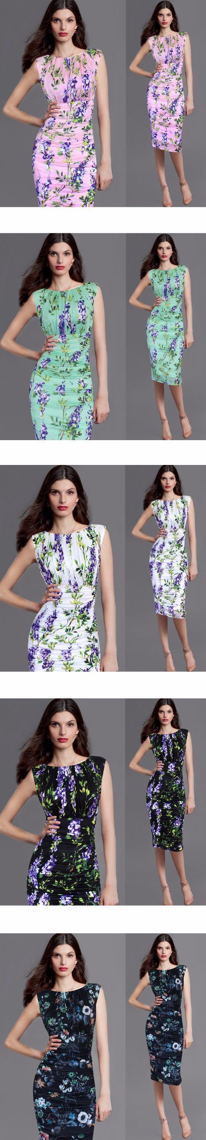 Women Summer Floral Printed Flower Casual Tunic Bodycon Dress Office Dress