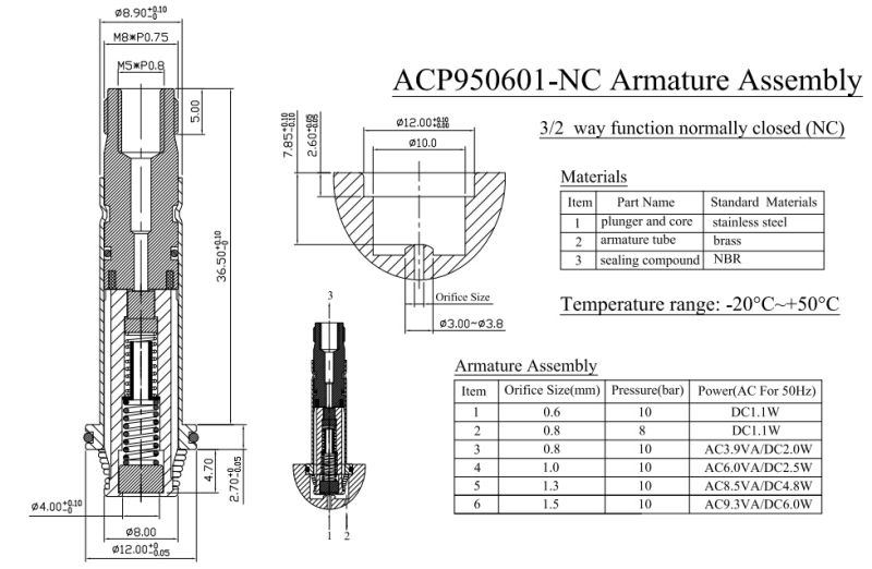 Solenoid Valves Armature 8mm 9mm 10mm