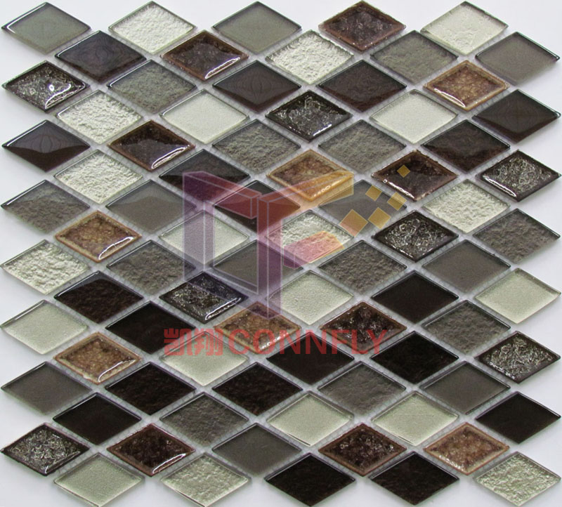 Grey Mix White Crystal and Ceramic Made Decoration Material Mosaic (CST212)