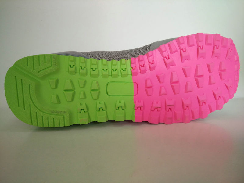 Grey Upper Colorful Rubber Outsole Running Shoes