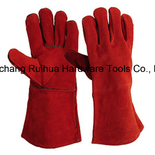 14 Inch Ab Grade Cowhide Split Leather Welding Gloves with Kevlar Stitching and Cotton Lining, High Quality Welding Leather Gloves Price, Leather Working Gloves