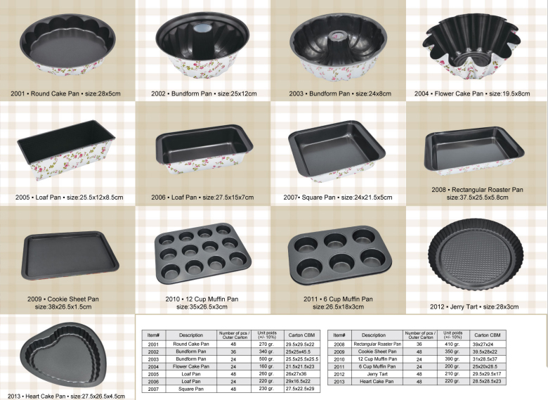 Printing Folwer Carbon Steel Non Stick Cake Mold, Bakeware Set