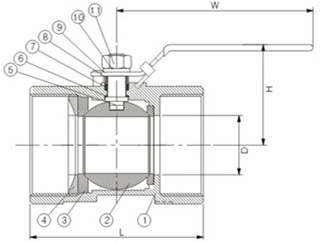 1-PC Reduced Port Ball Valve 1000 Psi with Locking Handle