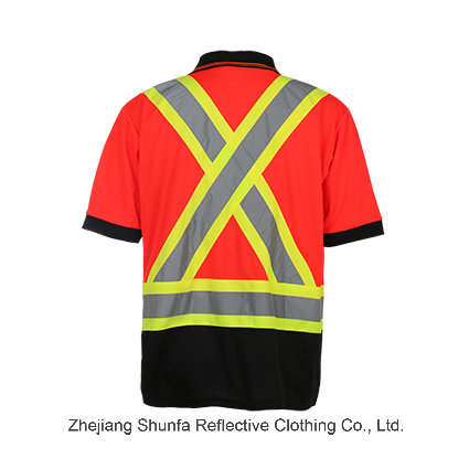 Custom Safety Reflective Tape Polo T-Shirt with Birdeye Mesh