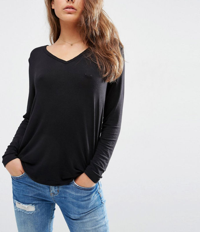 Fashion New Forever T-Shirt with Long Sleeves and DIP Back