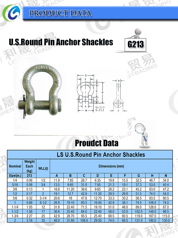 G213round Pin Anchor Shackle (1/4-2)