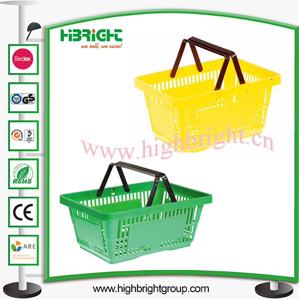 Double Handle Plastic Shopping Basket for Supermarket