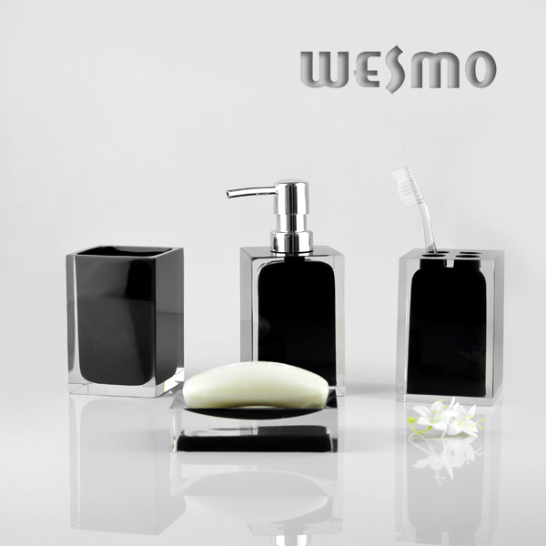 Transparent Black Polyresin Bath Set (WBP0262C)