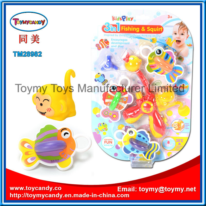 Kids' Cartoon Duck & Monkey Water Spray and Fishing Games Toy