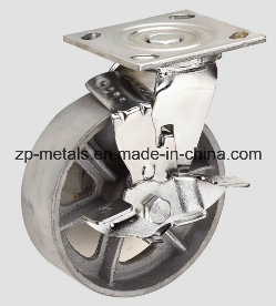 Heavy-Duty 4 Inch with Brake Casting Iron Caster Wheel